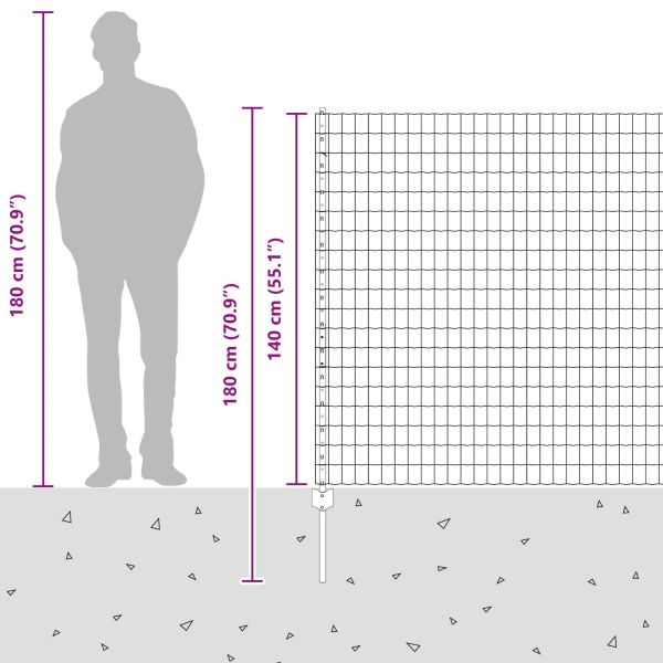 Ограда с пост Сребрист 1,4 x 10 m Стомана