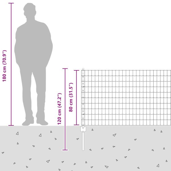 Ограда с пост Сребрист 0,8 x 25 m Стомана