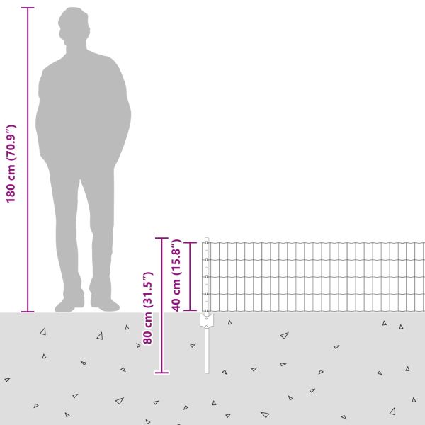 Ограда с пост Сребрист 0,4 x 25 м Стомана