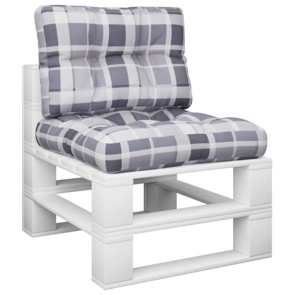 Палетни възглавници, 2 бр, сиво каре, текстил