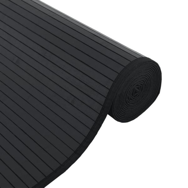 Килим, правоъгълен, черен, 60x1000 см, бамбук
