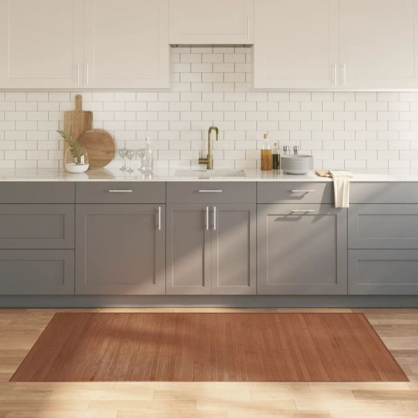 Килим, правоъгълен, кафяв, 100x200 см, бамбук