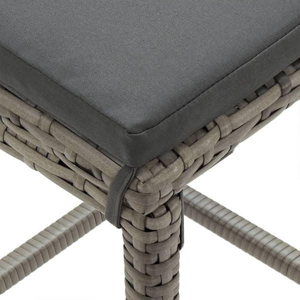 Градински бар комплект, 5 части, сиво, акация масив и полиратан
