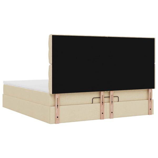 Османска легло с матрак, кремаво, 160x200 см, плат