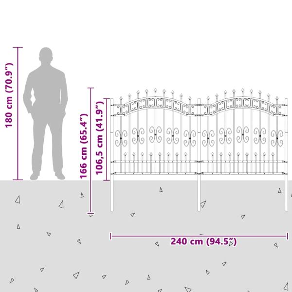 Градска ограда Бяло 240 x 166 см Прахово покритие стомана