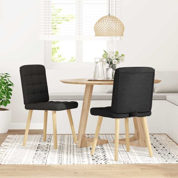 Трапезни столове, 2 бр, черни, текстил