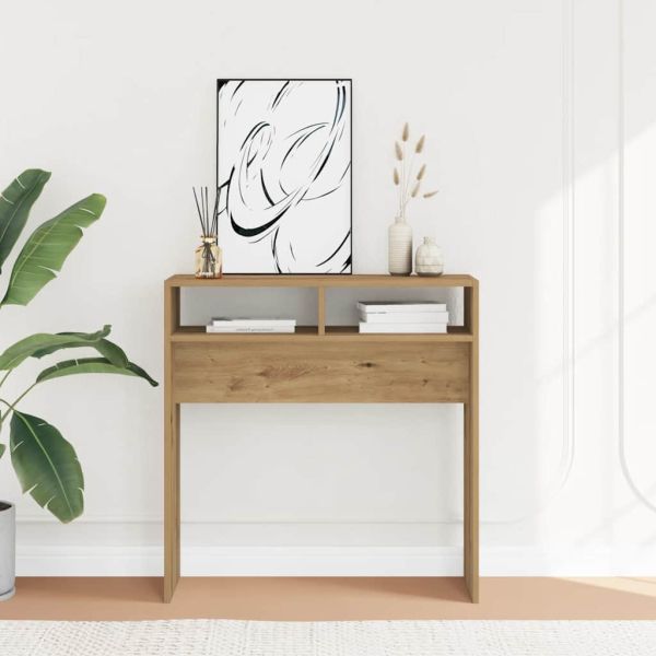 Конзолна маса, дъб артизан, 78x30x80 см, инженерно дърво