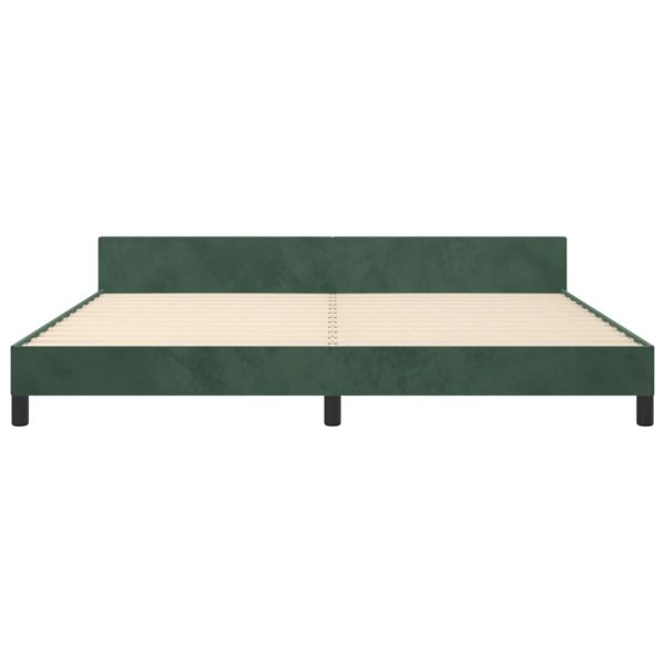 Рамка за легло без матрак, тъмнозелена, 200x200 см, кадифе