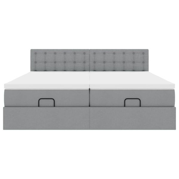 Османска легло с матраци, светлосиво, 180x200 см, плат