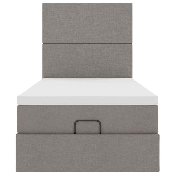 Османска легло с матрак, таупе, 80x200 см, плат