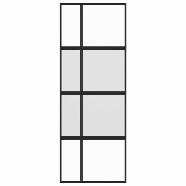 Плъзгаща се врата, черна, 76x205 см, закалено стъкло и алуминий