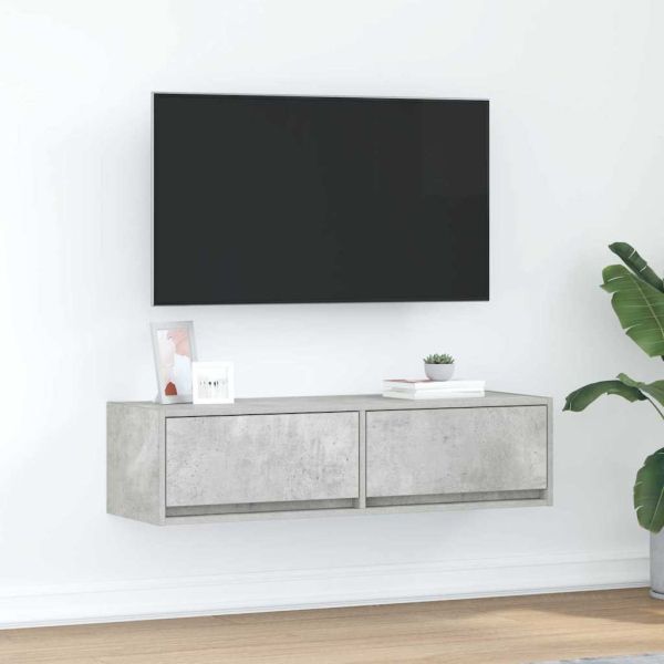 ТВ шкаф Бетонно сиво 100 x 31 x 25,5 см Инженерно дърво