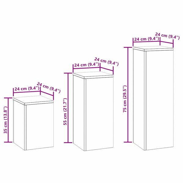 Стойка за растения 3 pcs Черно Стомана