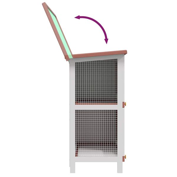 Външна клетка за зайци, 4 врати, кафява, дърво