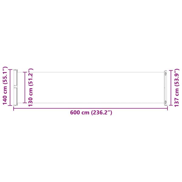 Прибираща се дворна странична тента, 140x600 см, кафява