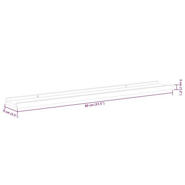 Рафтове за фоторамки, 2 бр, черни, 80x9x3 см, МДФ