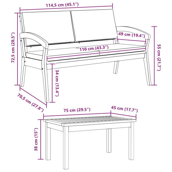 Бистро комплект с възглавница 3 pcs Кафяво Полиестер