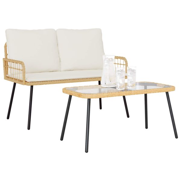 Комплект за хранене в градината 2 pcs Естествен полиратан