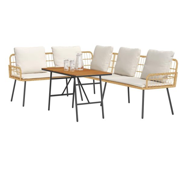 Градински Софа Комплект 2 pcs Бежово полиратан