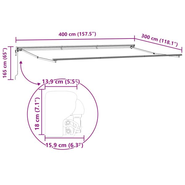 Рамка за сенник Антрацит 400 × 300 cm Полиестер с PU покритие