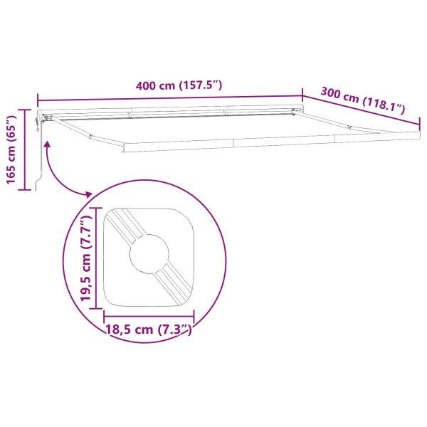 Сгъваем навес Червено 400 × 300 cm Текстил и Метал