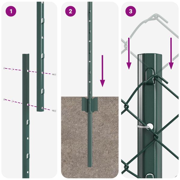 Ограда с пост Зелен 1 x 25 m Стомана и PVC
