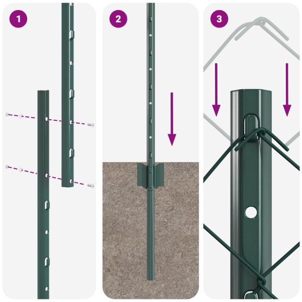 Ограда с пост Зелен 1,2 x 25 m Стомана и PVC