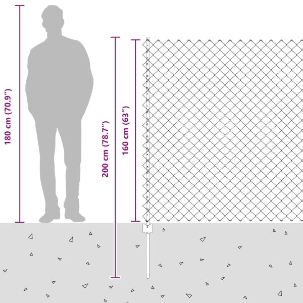 Ограда с пост Сив 1,6 x 10 m Стомана и PVC