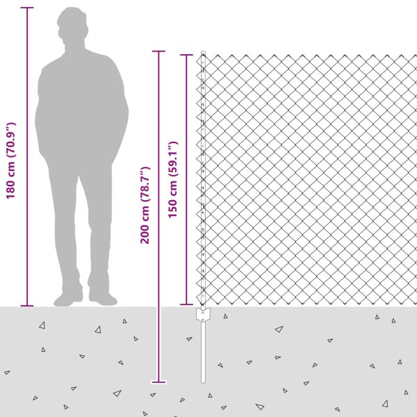 Ограда с пост Сив 1,5 x 25 m Стомана