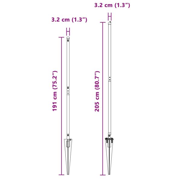 Стълб за ограда. 52 pcs Сив 3,2 x 3,2 x 205 см