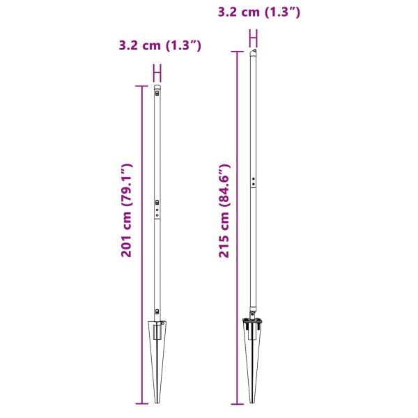 Стълб за ограда. 26 pcs Сив 3,2 x 3,2 x 215 см