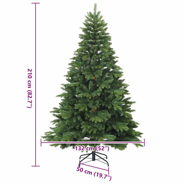 Изкуствено коледно дърво с хингед с поставка Зелен 210 cm