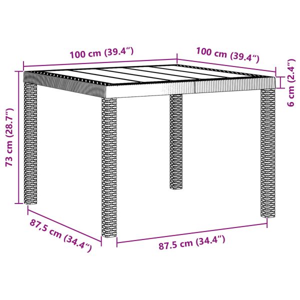 Градинска маса Антрацит 100 x 100 x 73 см полиратан