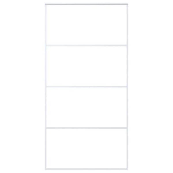 Плъзгаща се врата, ESG стъкло и алуминий, 102,5x205 см, бяла