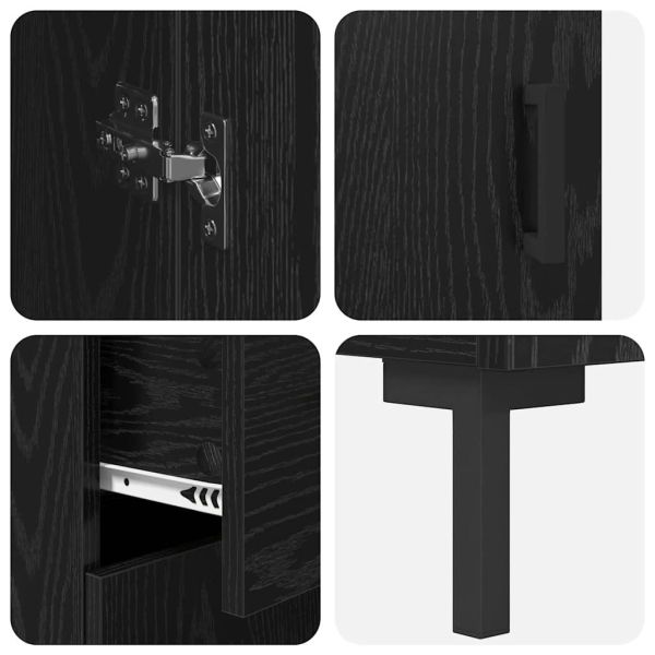 Висок шкаф с чекмедже 2 pcs Черния дъб Инженерно дърво