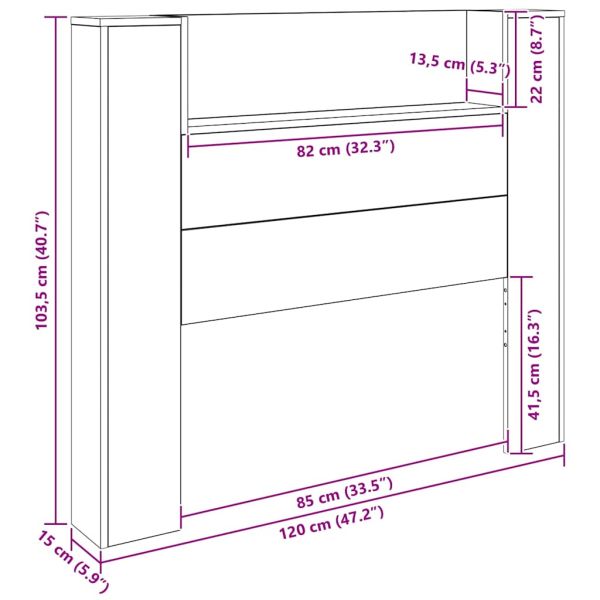 Облегалка за глава Дъб 120 x 15 x 103,5 см Инженерно дърво