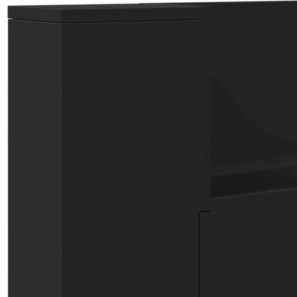 Облегалка за глава Черно 140 x 16,5 x 103,5 cm Инженерно дърво