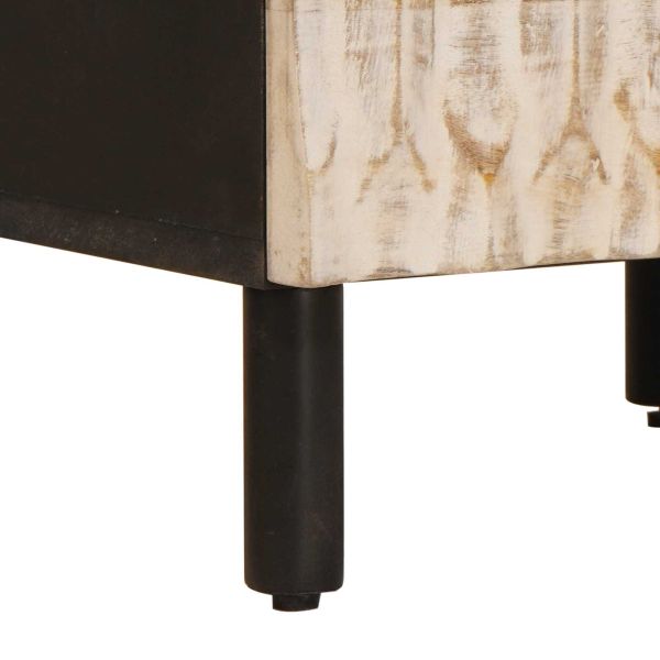 Нощен шкаф Бяло 40 x 33 x 46 см Солидно мангово дърво