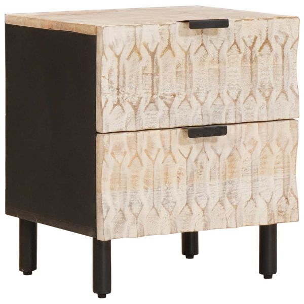 Нощен шкаф 2 pcs Бяло 40 x 33 x 46 см Солидно мангово дърво