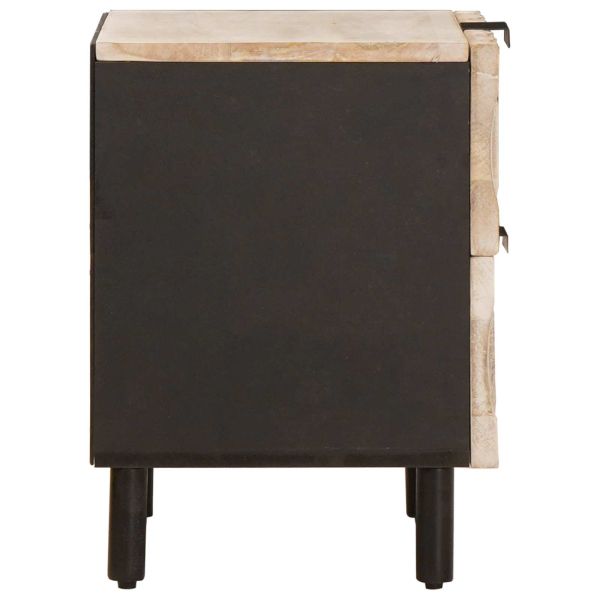 Нощен шкаф 2 pcs Бяло 40 x 33 x 46 см Солидно мангово дърво