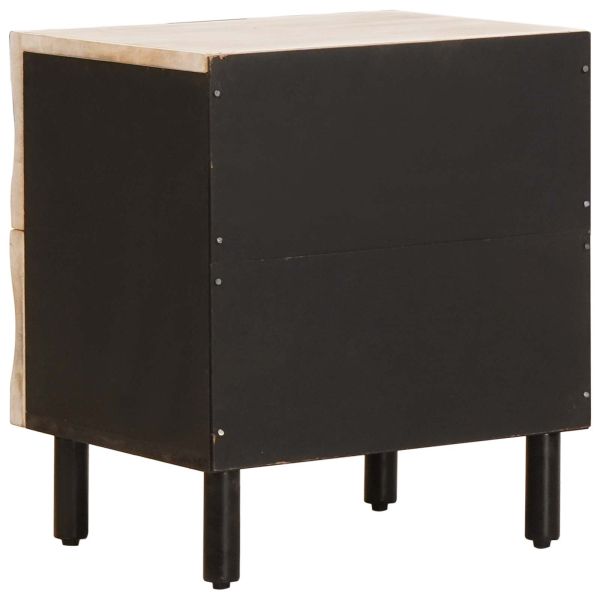 Нощен шкаф 2 pcs Бяло 40 x 33 x 46 см Солидно мангово дърво