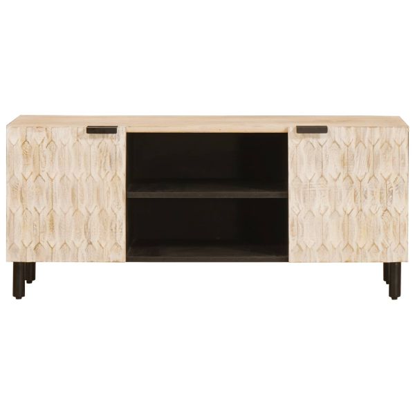 ТВ шкаф с рафт с врата Финал на бяло измиване 105 x 33 x 46 см