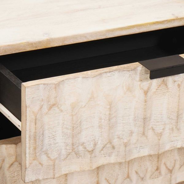 Нощен шкаф Бяло 50 x 33 x 62 см Солидно мангово дърво