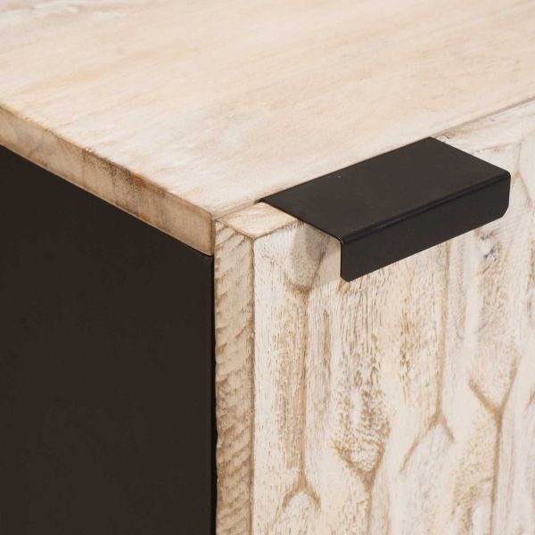 Окачен шкаф за баня Бяло 38 x 33 x 48 см Солидно мангово дърво