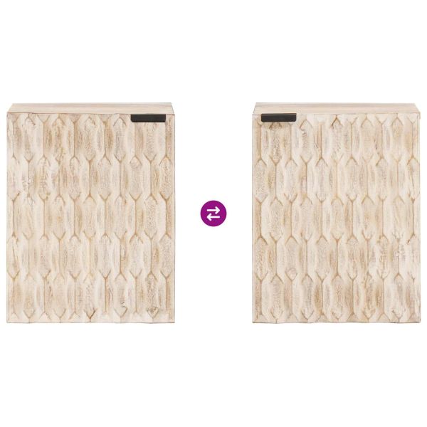 Окачен шкаф за баня Бяло 38 x 33 x 48 см Солидно мангово дърво