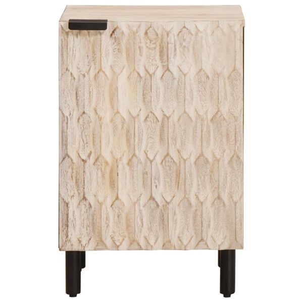 Шкаф за баня с рафт Бяло 38 x 33 x 58 см Солидно мангово дърво