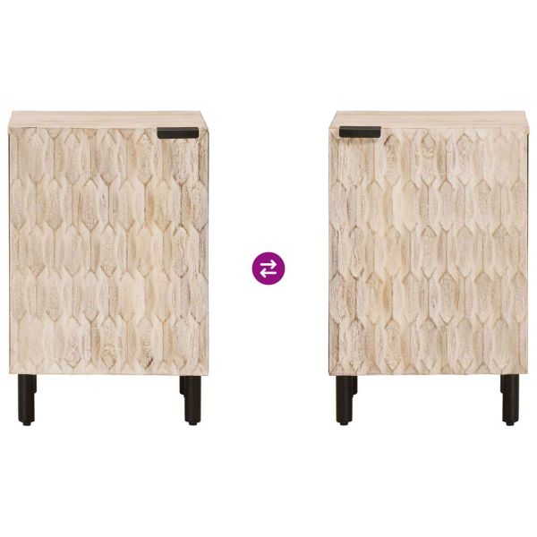 Шкаф за баня с рафт Бяло 38 x 33 x 58 см Солидно мангово дърво