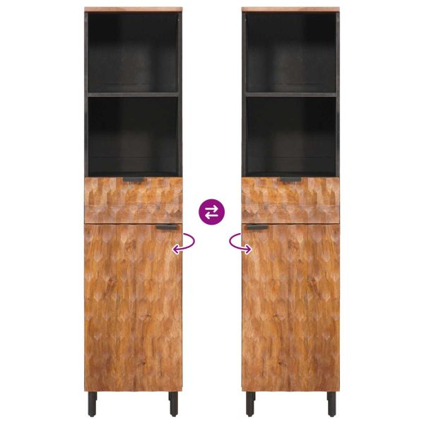 Шкаф за баня Кафяво 38 x 33 x 160 см Солидно мангово дърво