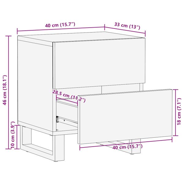 Нощен шкаф 2 pcs Кафяво 40 x 33 x 46 см Солидно мангово дърво
