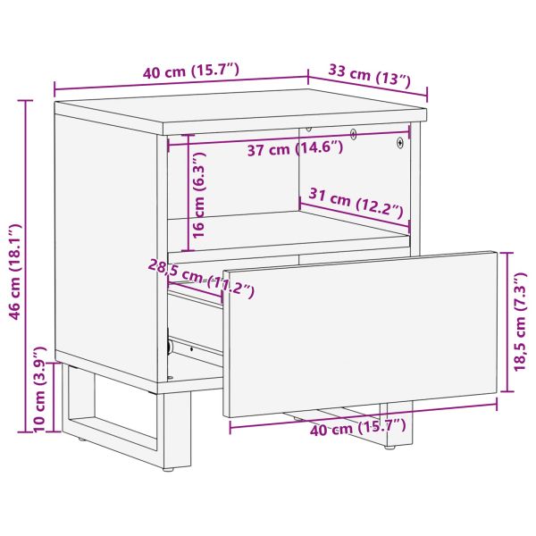 Леглов шкаф 2 pcs Кафяво 40 x 33 x 46 см Солидно мангово дърво